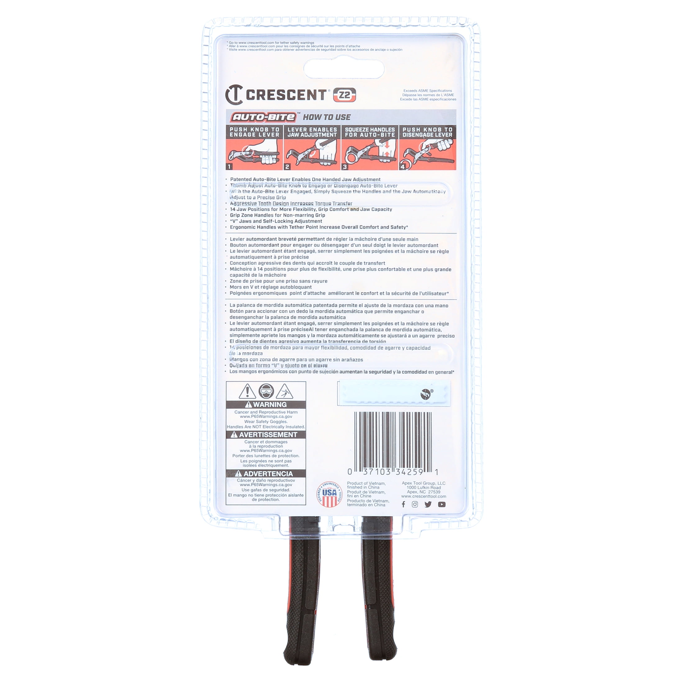 Crescent Rtab6Cg Crescent Z2 Auto-Bite Tongue and Groove Pliers