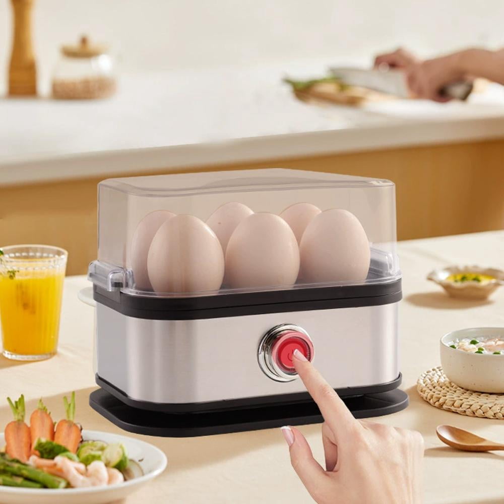 ZOUBAOQ Smart Egg Cooker with Auto Shut, Effortless Egg Cooking with The Stainless Steel Egg Cooker, Multi-Function 6-in-1 Electric Rapid Egg Cooker For Hard/Soft/Medium Boiled