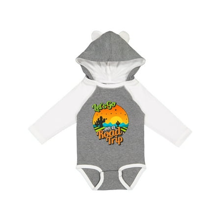 

Inktastic Lets Go on a Road Trip with Western Background Gift Baby Boy or Baby Girl Long Sleeve Bodysuit