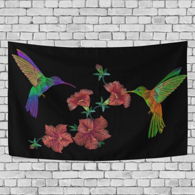 ABPHQTO Tapiz de flores rosas de colibrí, decoración para colgar en la pared, decoración del hogar, sala de estar, dormitorio, 150x200 cm