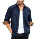 thumbnail image 1 of Blusa y camisa de manga larga con cuello vuelto para hombre, informal, lisa, con botones y bolsillo, de poliéster, 1 of 4