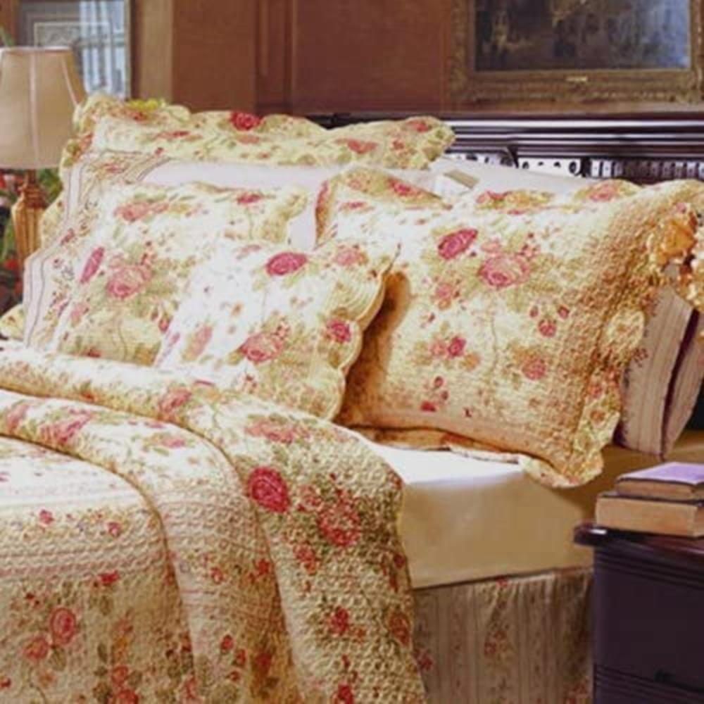 Finely Stitched Chic Shabby Romantic Rose Bedding Cotton Quilt Set King