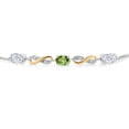 thumbnail image 2 of Gem Stone King 925 Silver and 10K Yellow Gold Green Peridot Lab Grown Diamond Bracelet for Women Set with Moissanite (1.53 Cttw), 2 of 3