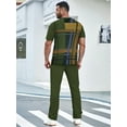 thumbnail image 2 of Men's 2 Piece Outfit Casual Short Sleeve Shirt Beach Summer Loose Pant SetsGreenM, 2 of 5