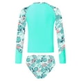 thumbnail image 2 of Zaldita Girl 2 Piece Swimsuit Rashguard Set Summer Beach Tankini Long Sleeve Shirts and Bikini Leaf&Green 8, 2 of 7