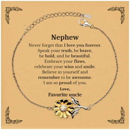 Nephew Sunflower Bracelet Never forget that I love you forever Inspirational Nephew Birthday Unique Gifts From Favorite uncle