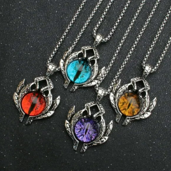 HOOUN 4pcs 43x30mm titanium steel Evil eyes Pendants Necklace 20 inches