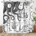 thumbnail image 4 of Black Gray Nautical Octopus Shower Curtain Grey Mermaid Funny Ocean Kraken Shower Curtains for Bathroom Cool Anchor Coastal Map Waterproof Fabric Bath Curtain with Hooks 72x 72, 4 of 6