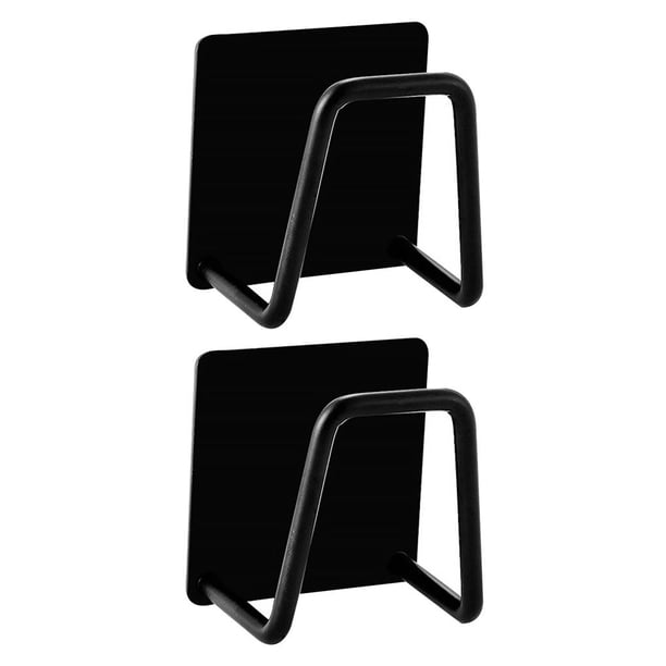 Cateissary Soporte de esponja de acero inoxidable estante organizador de bolas de alambre montado en la pared gancho utensilios de cocina Negro 2Conjunto