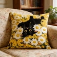 thumbnail image 2 of Euaioeiu Black Cats Throw Pillow Cover 17.7x17.7 Inch Spring Outdoor Cute Rural Cat Daisy Decorative Cushion Covers Square Farmhouse Decor, 2 of 7