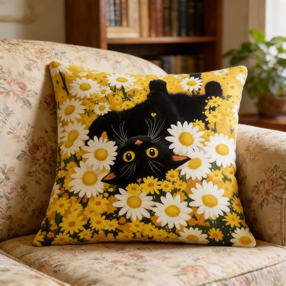 Uutvery Cats Patterns Pillow Covers 45x45cm, Soft Polyester Decorative Cushion Case with Hidden Zipper, for Sofa Bed Home Decor Living Room Bedroom