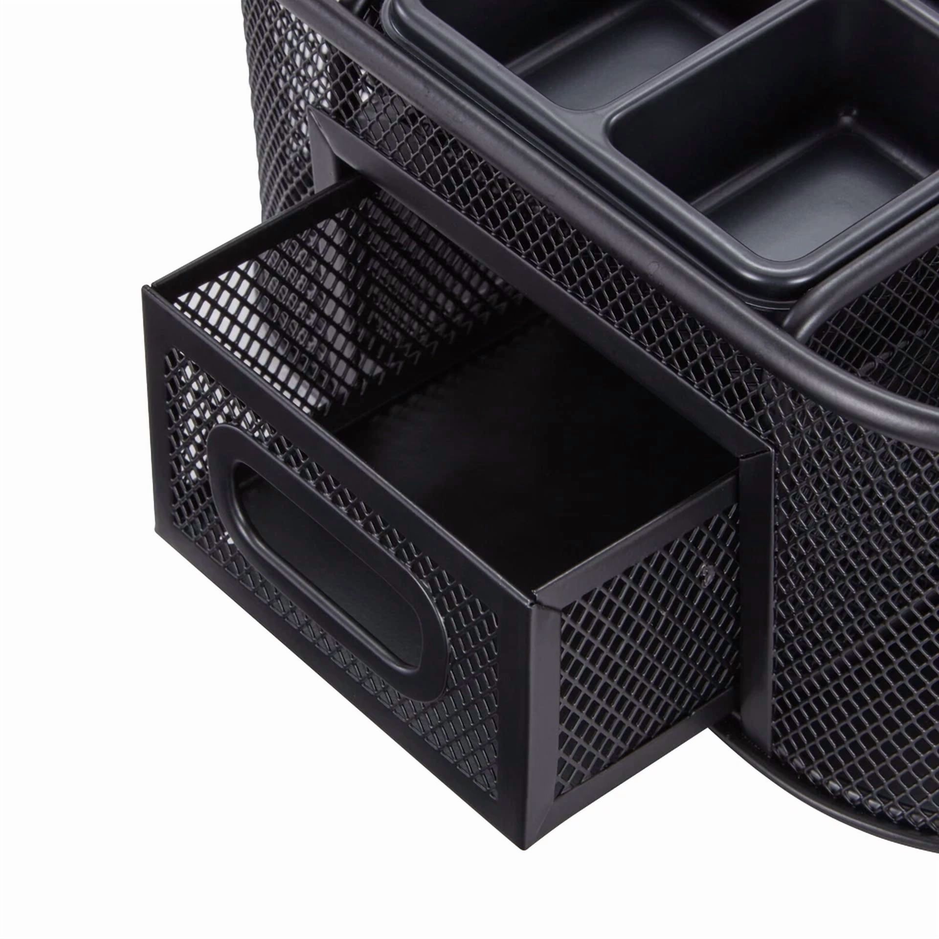 Metal Mesh Desktop Organizer 8 Compartment Storage Pen Pencil Box Open Drawer Us