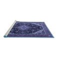 thumbnail image 2 of Ahgly Company Machine Washable Indoor Round Medallion Blue Traditional Area Rugs, 3' Round, 2 of 4