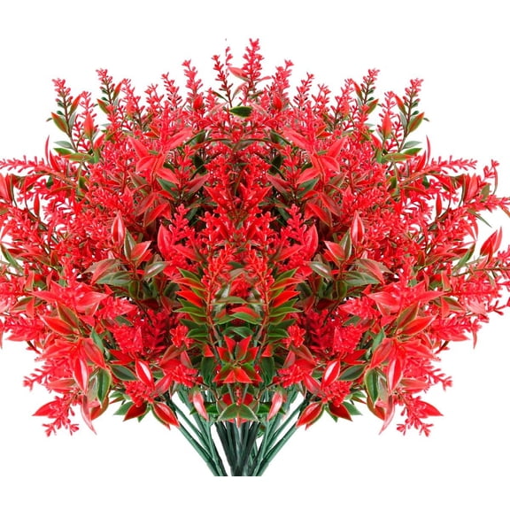 8 Bundles Artificial Lavender Flowers Outdoor UV Resistant Fake Flowers No Fade Faux Plastic Plants Garden Porch Window Box Decorating (Orange)