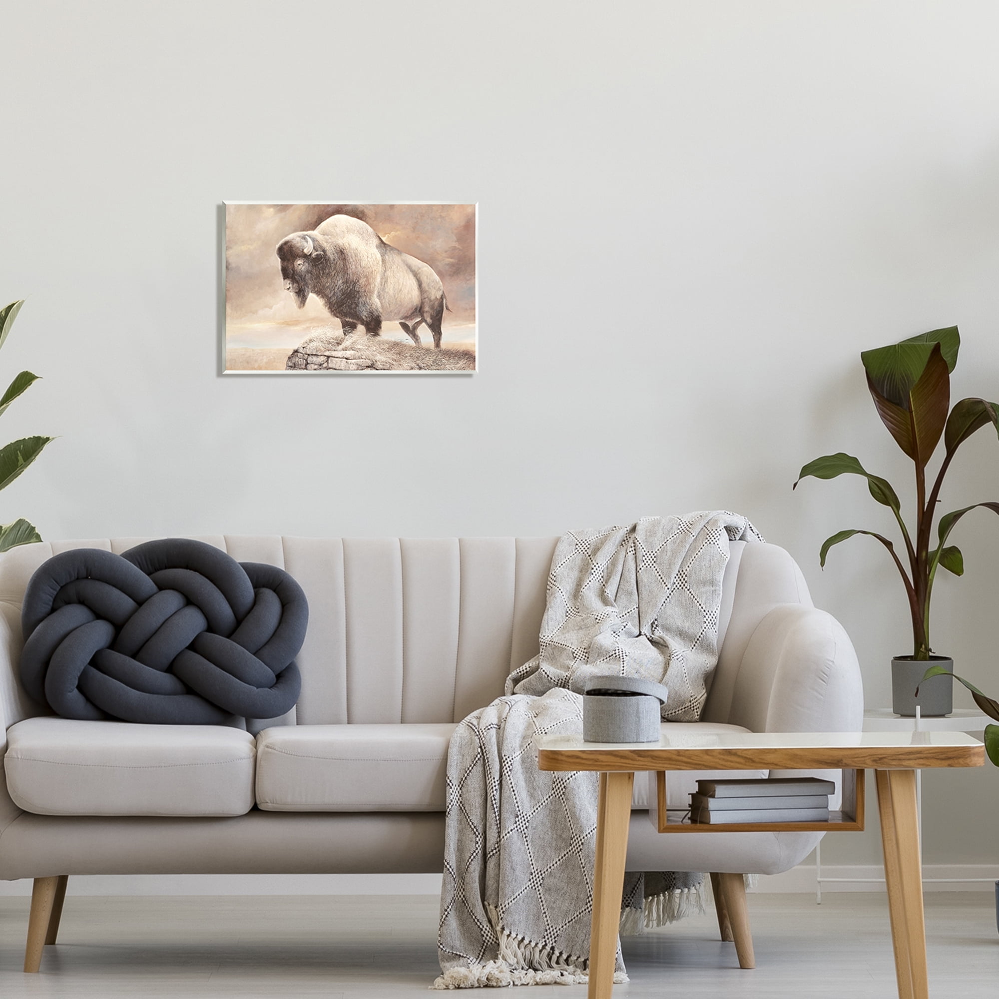 Stupell Wildlife Bison Forest Nature Scenery Animals & Insects Painting Wall Plaque Unframed Art Print Wall Art