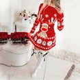 thumbnail image 2 of Women Christmas Outfit Elegant Women's Long Sleeve Round Neck Snowflake Print Party Dress for Festive Holiday Casual Wear Red XL, 2 of 6