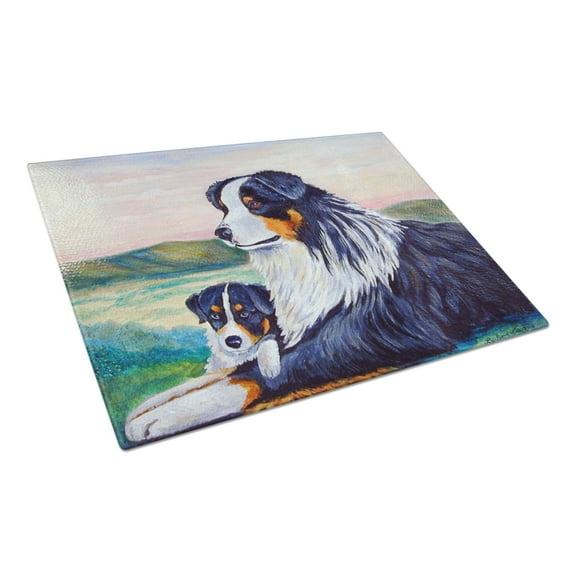 Caroline's Treasures Australian Shepherd Glass Cutting Board Large