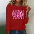 thumbnail image 5 of VKOYWKM Long Sleeve Shirts for Women Breast Cancer Awareness T-Shirts Breast Cancer T-Shirt Long Sleeve Pink Ribbon Graphic Tee Tops Fall Crew Neck Loose Fit Breast Cancer Pullover Sweashirt, 5 of 5