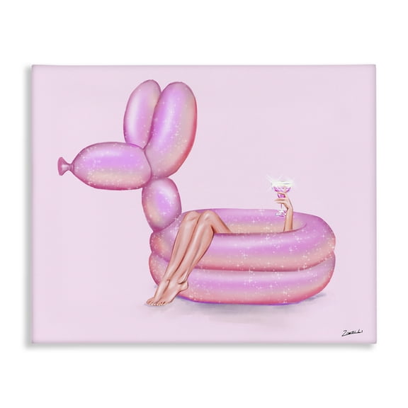 Stupell Industries Balloon Animal Pool People Painting Wrapped Canvas Art Print Wall Art, 20 x 16
