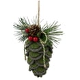 thumbnail image 5 of Northlight 6" Green Felt Pine Cone with Berries Christmas Ornament, 5 of 6