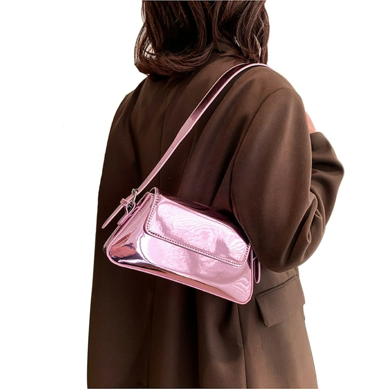 Crossbody Bags for Women Y2K Style Chain Luxury Brand Party Glossy Purses and Handbags Violet