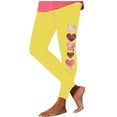 thumbnail image 3 of Feancey Lightning Sales of Today Women's Workout Leggings Long Casual Heart Print High Waist Yoga Pants Valentines Day Stretchy Tummy Control Tights Ladies Holiday Gifts Yellow S, 3 of 7