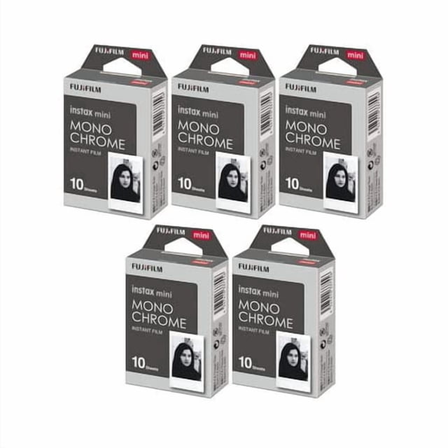 Película Fujifilm Instax Mini monocromática, 10 exposiciones x 5 unidades
