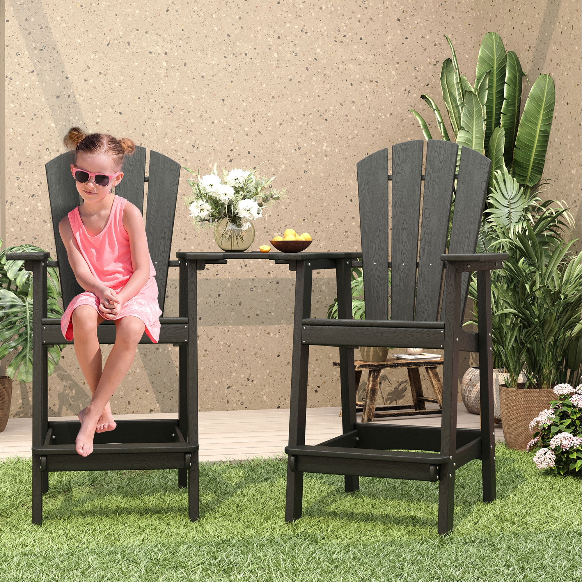 Vicllax Outdoor Tall Adirondack Chairs Beach Style HDPE for Garden 28.9"Lx22.6"Wx52.2"H