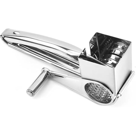 Hand Crank Cheese Grater with Stainless Steel Drum | Ergonomic Rotary Grater & Shredder for Hard Cheeses, Vegetables & More - Easy-to-Use Handheld Kitchen Tool for Cooking and Food Prep