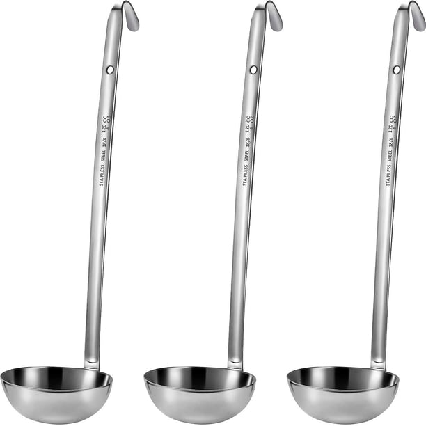 Cucharón de acero inoxidable YONGSHENG con mango para sopa cucharón con borde vertedor 4 oz 3 piezas