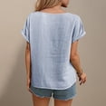 thumbnail image 2 of Qgtaibl Womens Cap Sleeve Tops Dressy Lace Hollow Out Round Neck Blouses Casual Solid Color Contton Gauze Lightweight Shirt Sky Blue XXL, 2 of 6