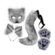 thumbnail image 5 of Conjunto de máscara y cola, lindo disfraz de Halloween, conjunto de guantes de cola de animal para Gris oscuro, 5 of 9