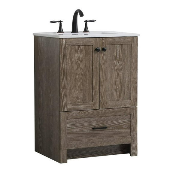 Elegant Kitchen and Bath 24 inch Single Bathroom Vanity in Weathered oak