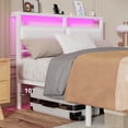 thumbnail image 5 of Satifur Full Size Bed Frame with Upholstered Headboard & Shelf, LED Lights & USB Charging Station, White, 5 of 8