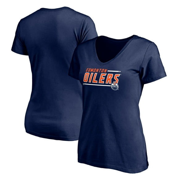 Women's Navy Edmonton Oilers Mascot In Bounds V-Neck T-Shirt