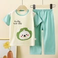 thumbnail image 2 of TOWED22 Infant Baby Boy Outfits 2 Pieces Crewneck Short Sleeve T-Shirt Tee Cartoon Pattern Casual Pocket Shorts Toddler Clothes(Mint Green,5-6 Y), 2 of 4