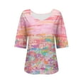 thumbnail image 4 of Tittly Womens Loose Fit Summer Tops, Double Printing Women Mom Summer Casual Baseball Short Sleeve Tees Tops Graphic Tees, T Shirts for Women, Womens Tops Tshirts Shirts Multi-color 2XL, 4 of 4