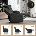 thumbnail image 2 of Bonzy Home Theater Recliner Chair Sofa, PU Leather 3 seat Power Recliner Sofa with Cup Holders, USB Ports, Black, 2 of 6