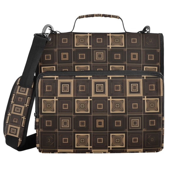 3 Ring Zipper Binder with Shoulder Strap Waterproof Trapper Keeper 2 Inch D-Ring 500 Sheets Capacity Elegant Geometry