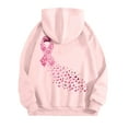 thumbnail image 4 of GEWSEY Women Hoodies Cancer Awareness Support Pink Ribbon with Butterfly Graphic Top Sweatshirt (Pink, L), 4 of 5