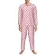 thumbnail image 3 of Salouo Irregular Plaid Print Button-Front Long Sleeve Pajama Set for Men, Soft 2Pjs Men's Long Sleeve Sleepwear-Small, 3 of 7