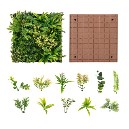 LYYHTY 2 Pack Artificial Foliage Wall Art 20"x20" Faux Greenery Panels, Square Framed Boxwood Wall Decor with 11 Mixed Plants for Indoor Outdoor Home Office Balcony