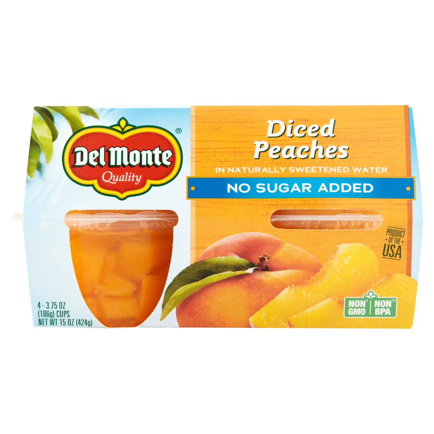 Del Monte Peaches Diced Cups 15 oz