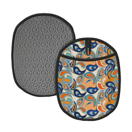 

Naloa Fashionable Paisley Silicone Pot Holders Oven Mitts Heat Resistant Hot Pads Non Slip Pot Holder for Kitchen Baking and Cooking 9.4 x 7.5 Inches