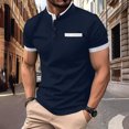 thumbnail image 2 of ZCFZJW Mens Moisture-Wicking Polo Shirts Casual Summer Short Sleeve Button Neckline Summer Workout Tees Shirt Trendy Basic Gym Golf Shirts with Pockets Navy S, 2 of 6