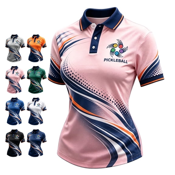 Womens Polo Shirts Pickleball Golf Workout Athletic Tennis Golf Polo Shirt Moisture-Wicking Button Collared Pickleball Printed Womens Polos Pink XL