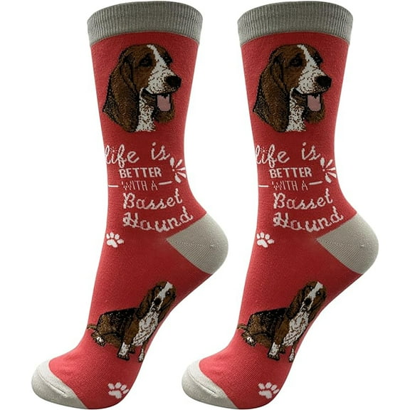 E&S Pets Pet Lover Socks, Life is Better with a Basset Hound