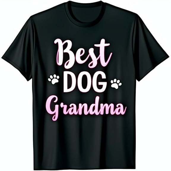 Best Dog Grandma Black T-Shirt with for Dog Lovers