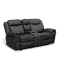 thumbnail image 2 of Furniture of America Gordon Modern Faux Leather Manual Reclining Loveseat with Console, Black, 2 of 5