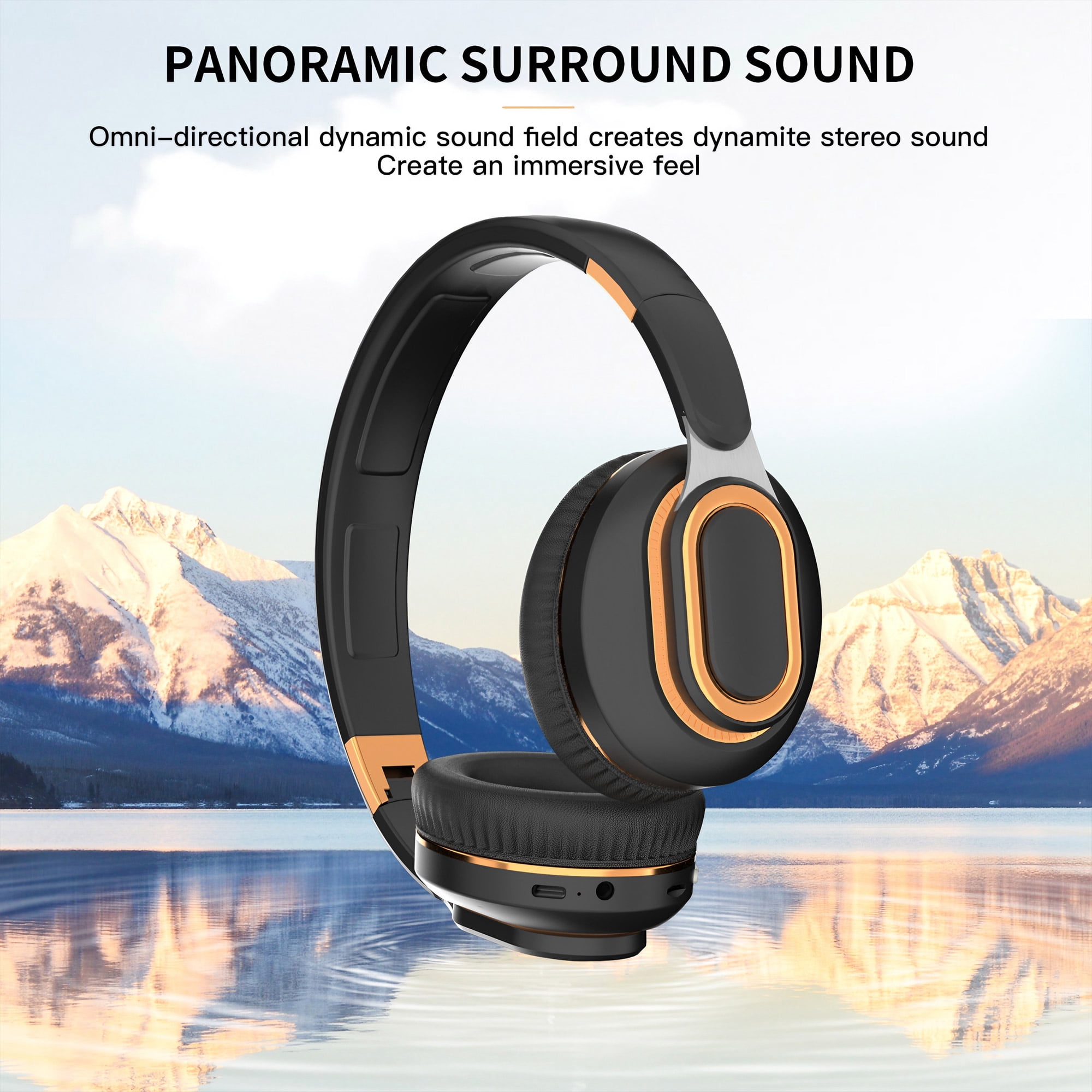 STONEGO Bluetooth Folding Headphones - Over-ear Wireless Headphones, HIFI Sound Effect, with Microphone - Great for PC Games, Music and Hands-free Calls - Comfortable and Adjustable Design